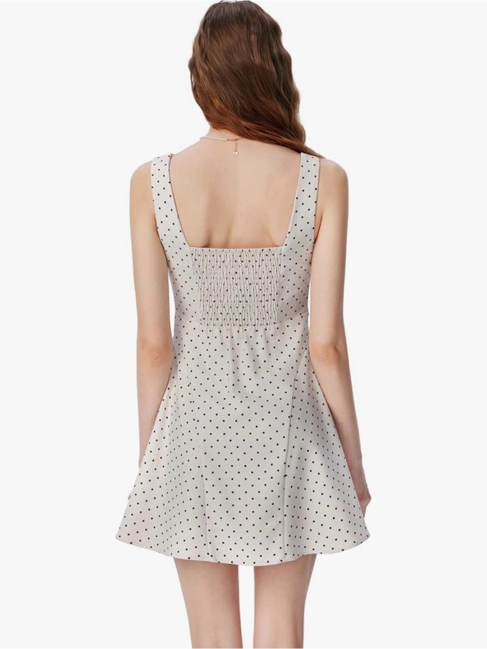 Cider Cream Polka Dot Square-Neck Mini Dress - Picture 2 of 4